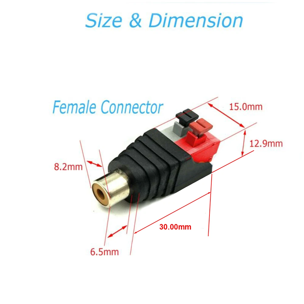 Adaptateur de connecteur de fil de haut-parleur, fiches vers audio mâle pour RCA Audio, prise mono canal, tête de conversion de câble de haut-parleur, 1 paire