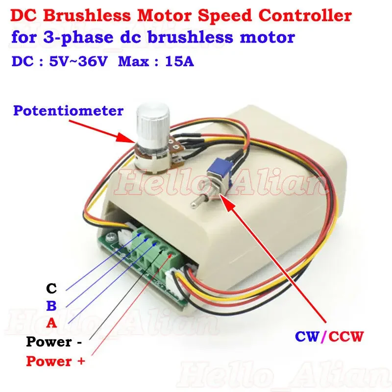 

3-фазный бесщеточный двигатель постоянного тока 5в-36в 12В 15А контроллер скорости бесщеточного двигателя/контроллер бесщеточного вентилятора реверсивный переключатель