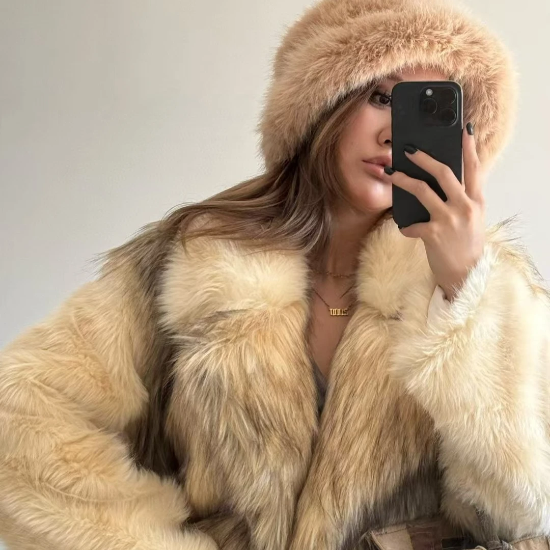 Women's 2025 Autumn Winter  Faux Fur Women Thicken Fur Coat Cardigan Jacket Loose Long Female Warm Fashion Coats