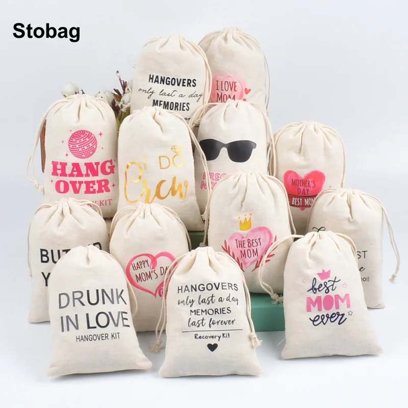 

StoBag 50pcs Wholesale Cotton Hangover Drawstring Bags Bundle Pocket Gift Packaging Small Storage Pouches Wedding Birthday Party