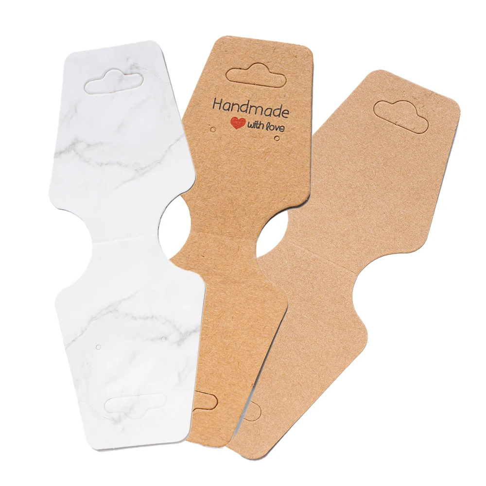 50pcs/Lot Self Adhesive Necklaces Display Label Cards Foldable Cardboard Blank Tag for DIY Headband Bracelets Jewelry Packing