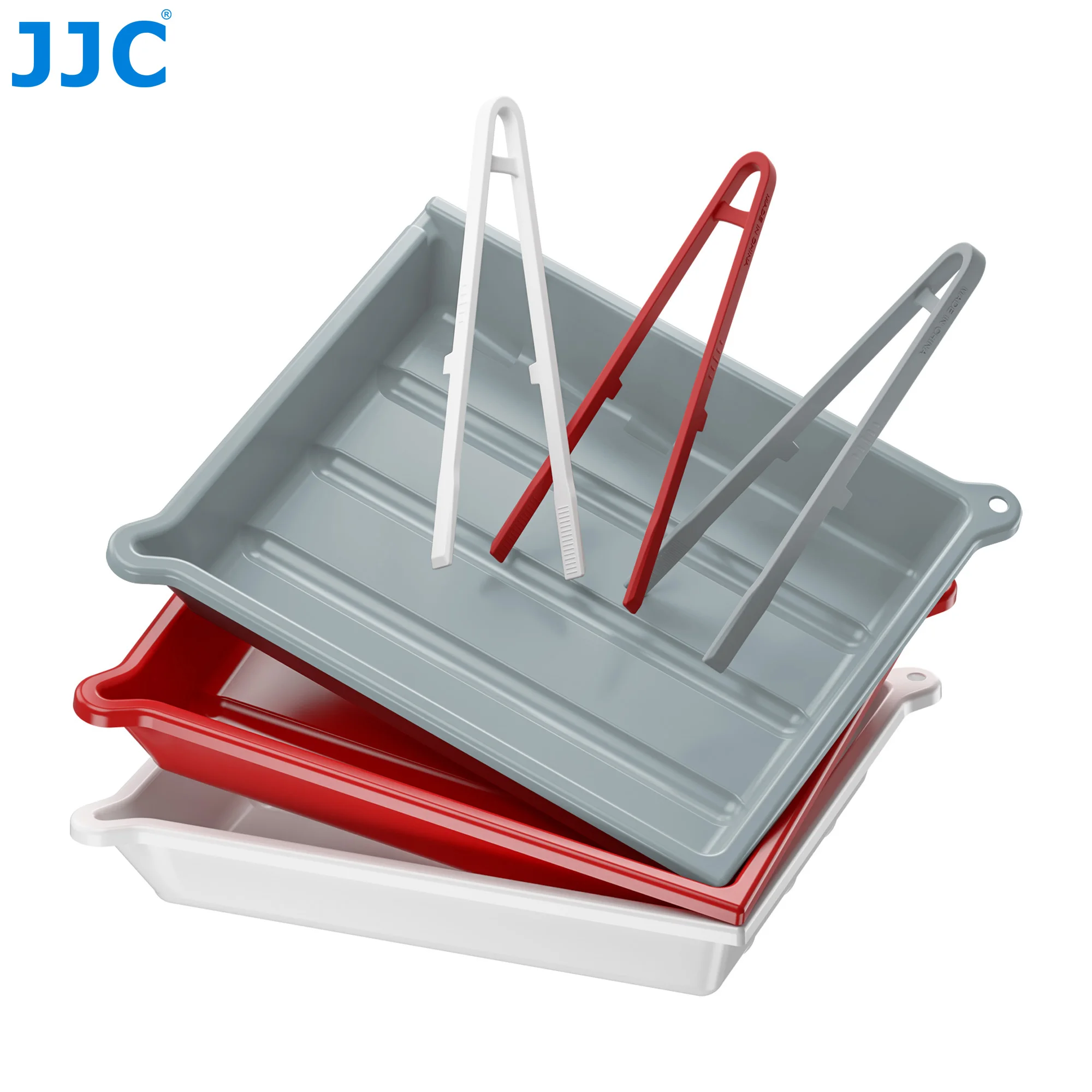 JJC Darkroom Print Film Developing Photo Tray Set with Print Developing Tongs Darkroom Accessories Liquid Storage Bottles