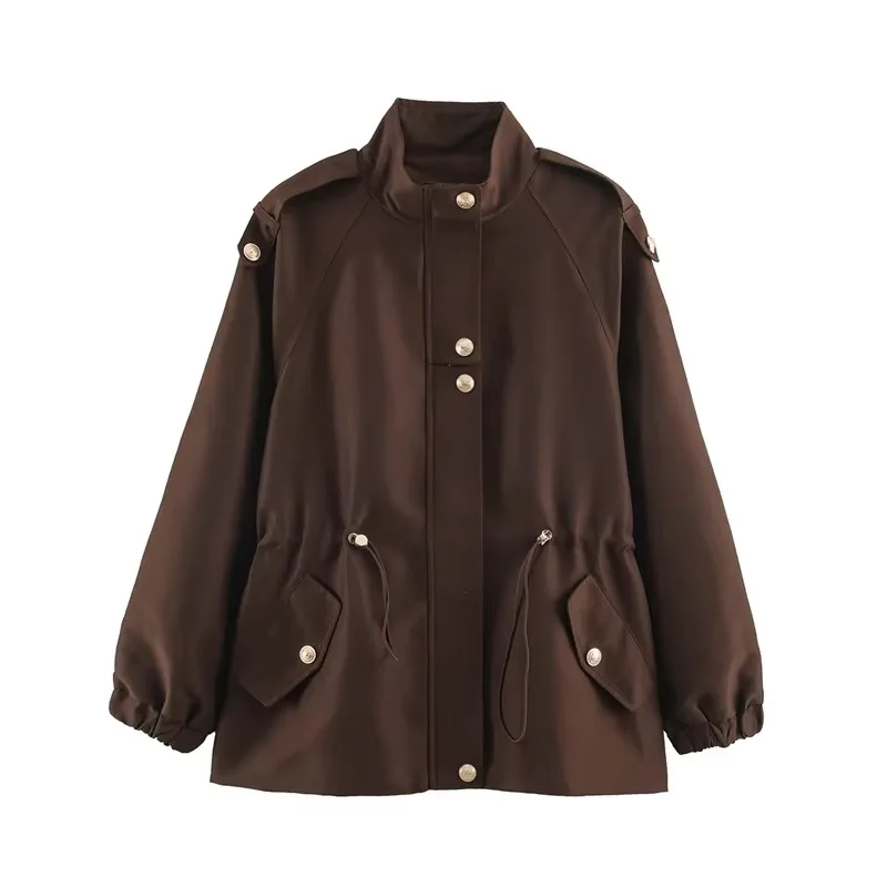 Guobioziy Women's Classic Commuter Jacket 2026 Fall/Winter Drawstring Waist Trench Parka, British and European Style