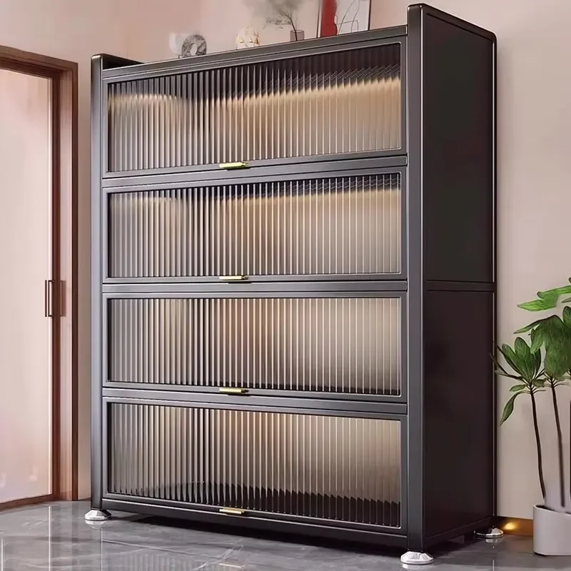 Kitchen Storage Rack Floor-Standing Multi-Tier Storage Cabinet Microwave Oven Cabinet Home Use Cabinet with Doors