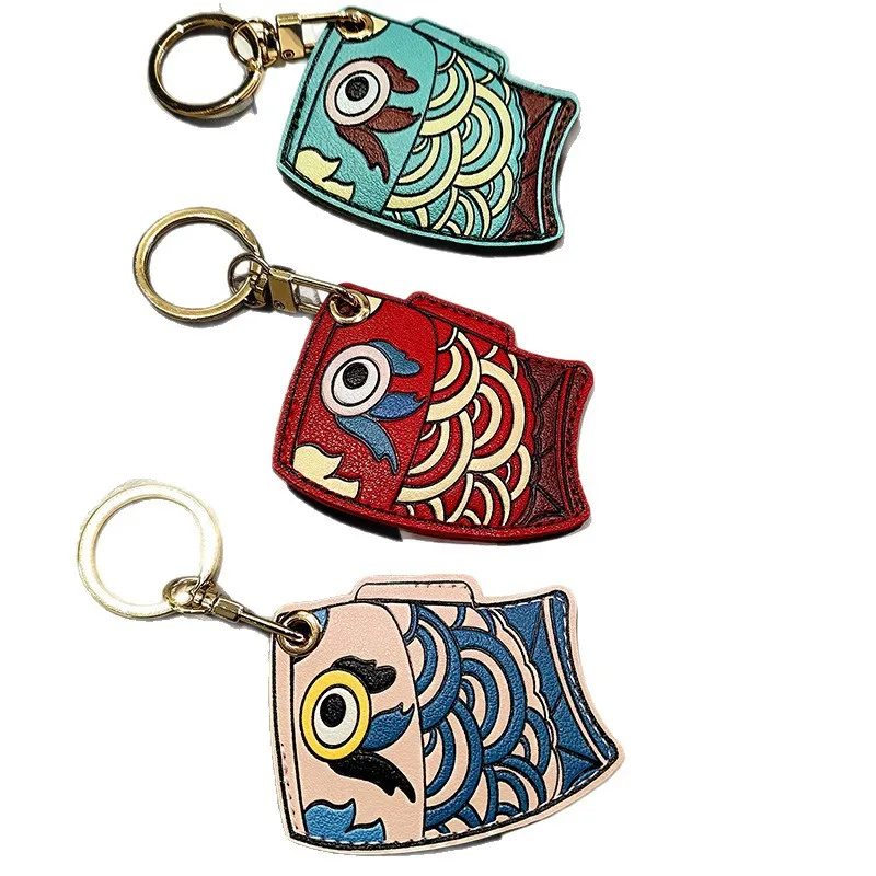 RFID Key Fob Holder PU Leather Proximity ID Card Key Chain Protector Case Cover with Key Ring for 125khz RFID Keyfob Token Tag