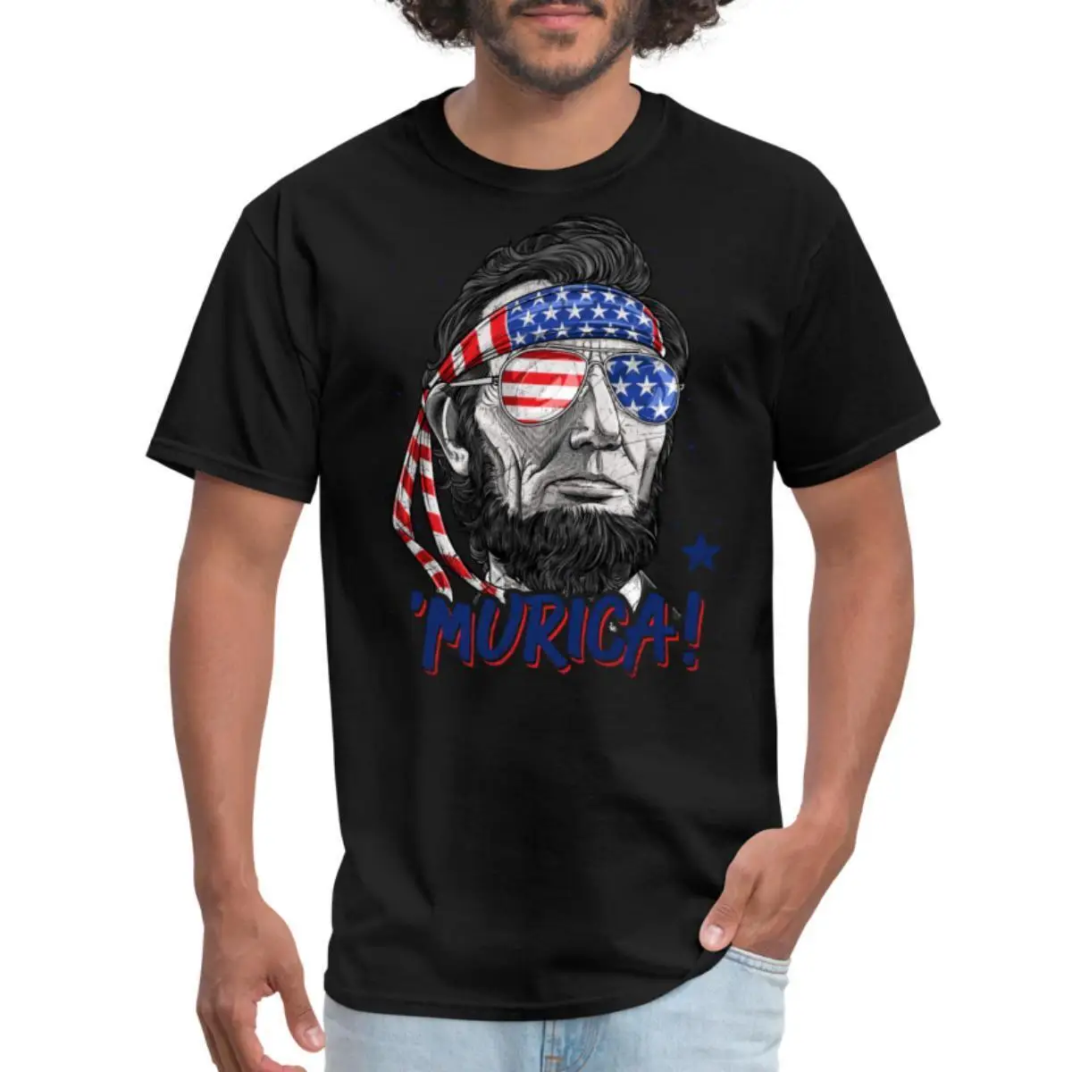 

Мужская футболка Merica Abe Lincoln Funny 4 июля