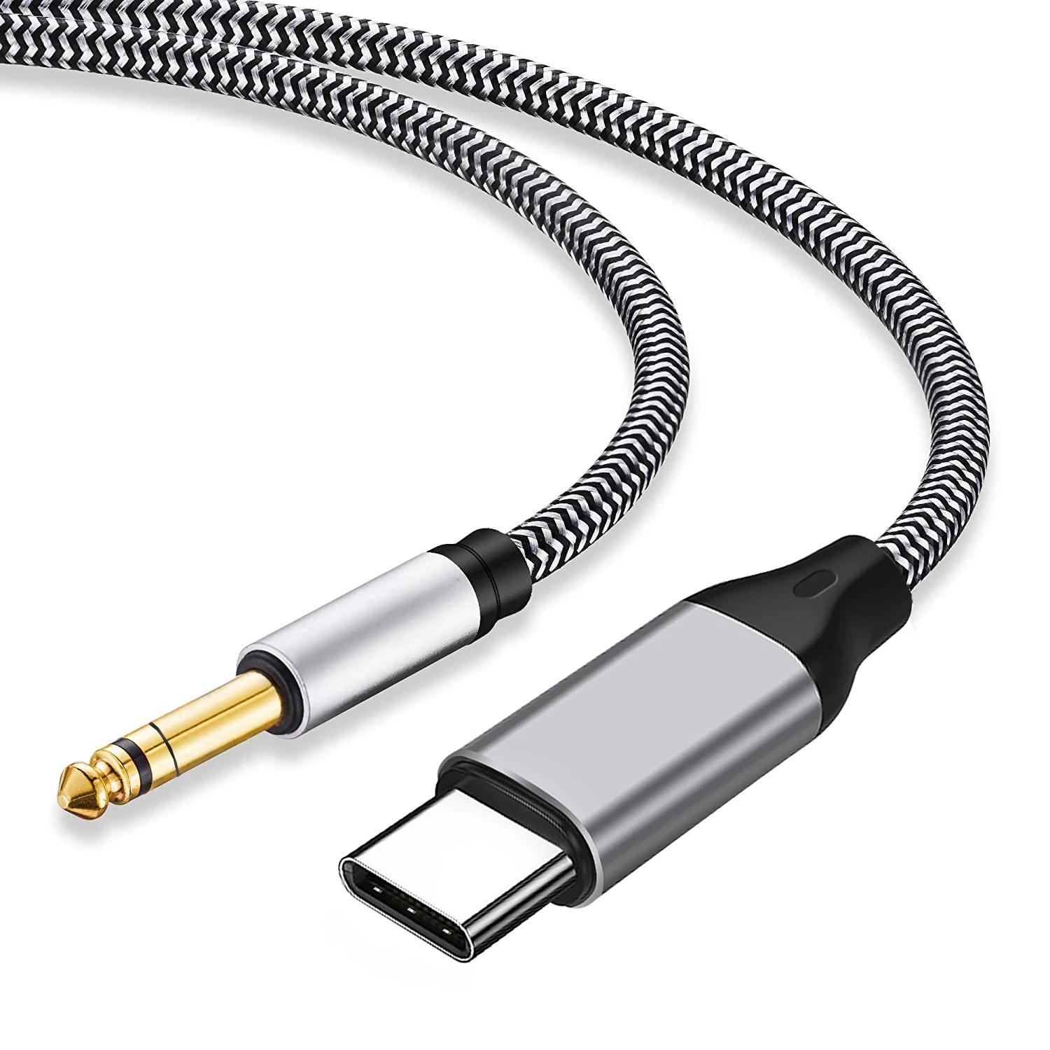 USB Type C to 6.35mm 1/4 inch TS Audio Cord for Smartphone, Tablet, Laptop Link Amplifier, Mixing Console Mixer, Speaker