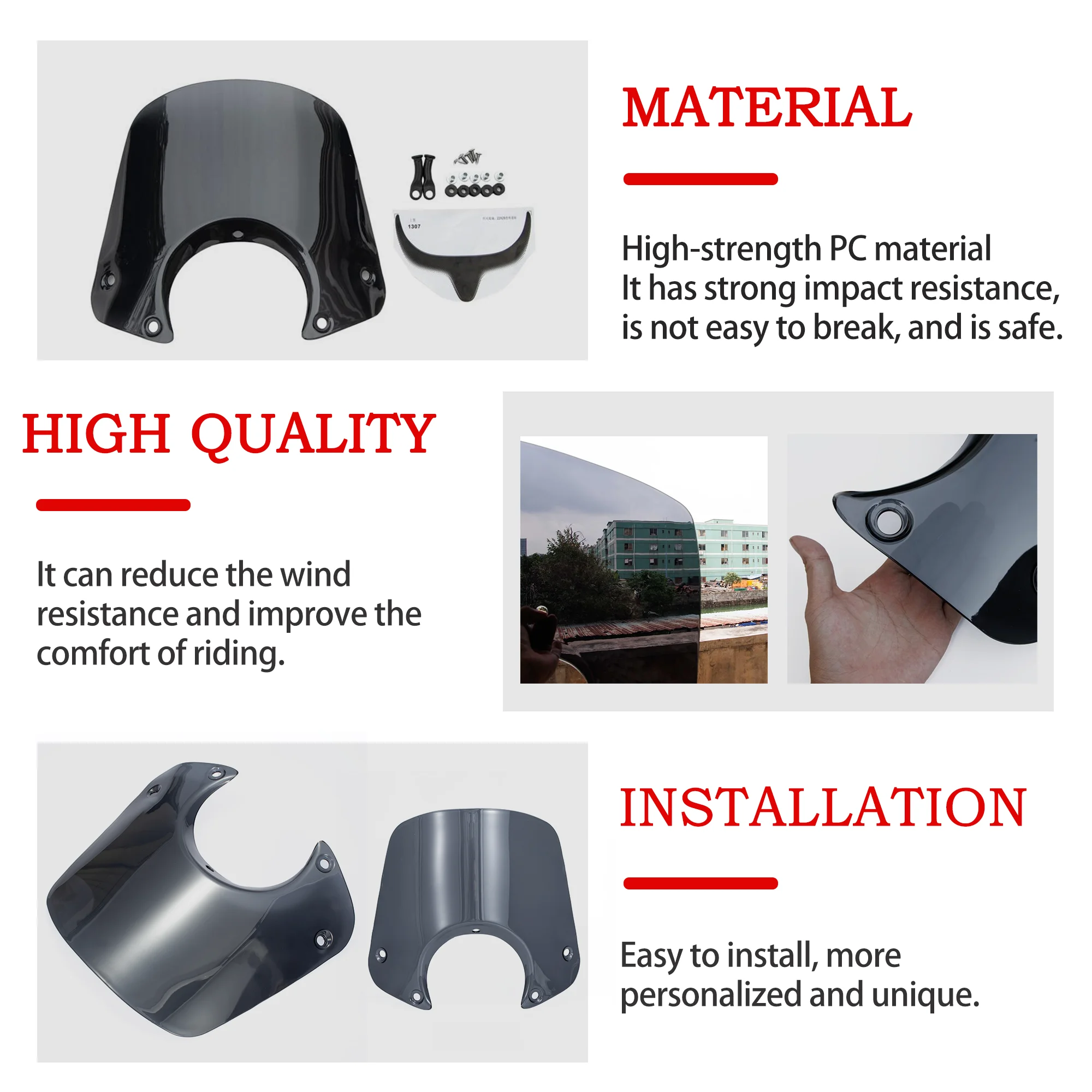 Motorcycle Black/Gray Windshield Fit For Beverly 500 400 Tourer Beverly 125 250 300 400 Tourer Wind screen Windscreen