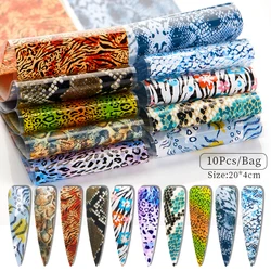 10 Pcs/Set Nail Foils Snake Series  Nail Art Transfer Sticker Paper Slider Nail Water Decal Design Manicures Decor