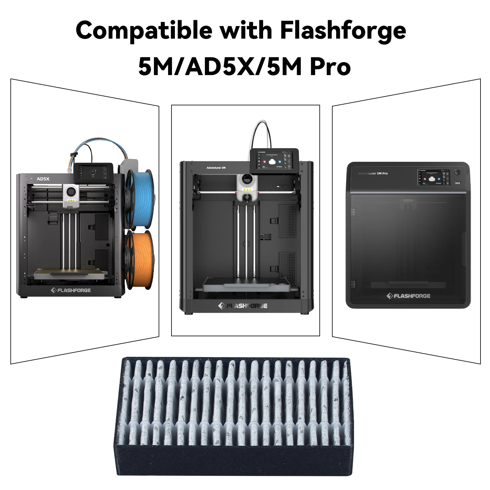 HEPA Filter Element Compatible with Flashforge 5M/AD5X/5M Pro Reduces Harmful Volatile Organic Compound Fumes For 3D Printer