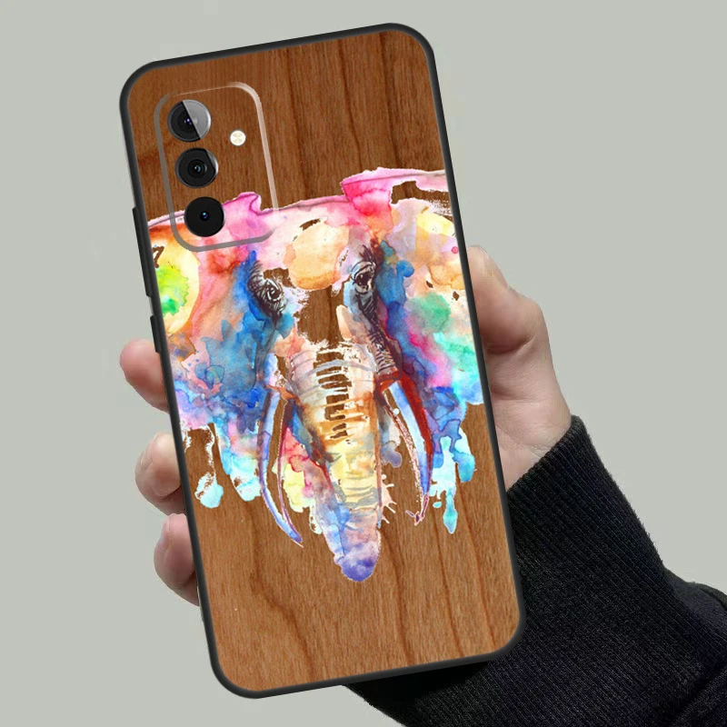 Natural Bamboo Wood Animal Print Case For Samsung Galaxy A53 A33 A23 A13 A52 A32 A22 A12 A51 A71 A14 A24 A34 A54 A52S Coque