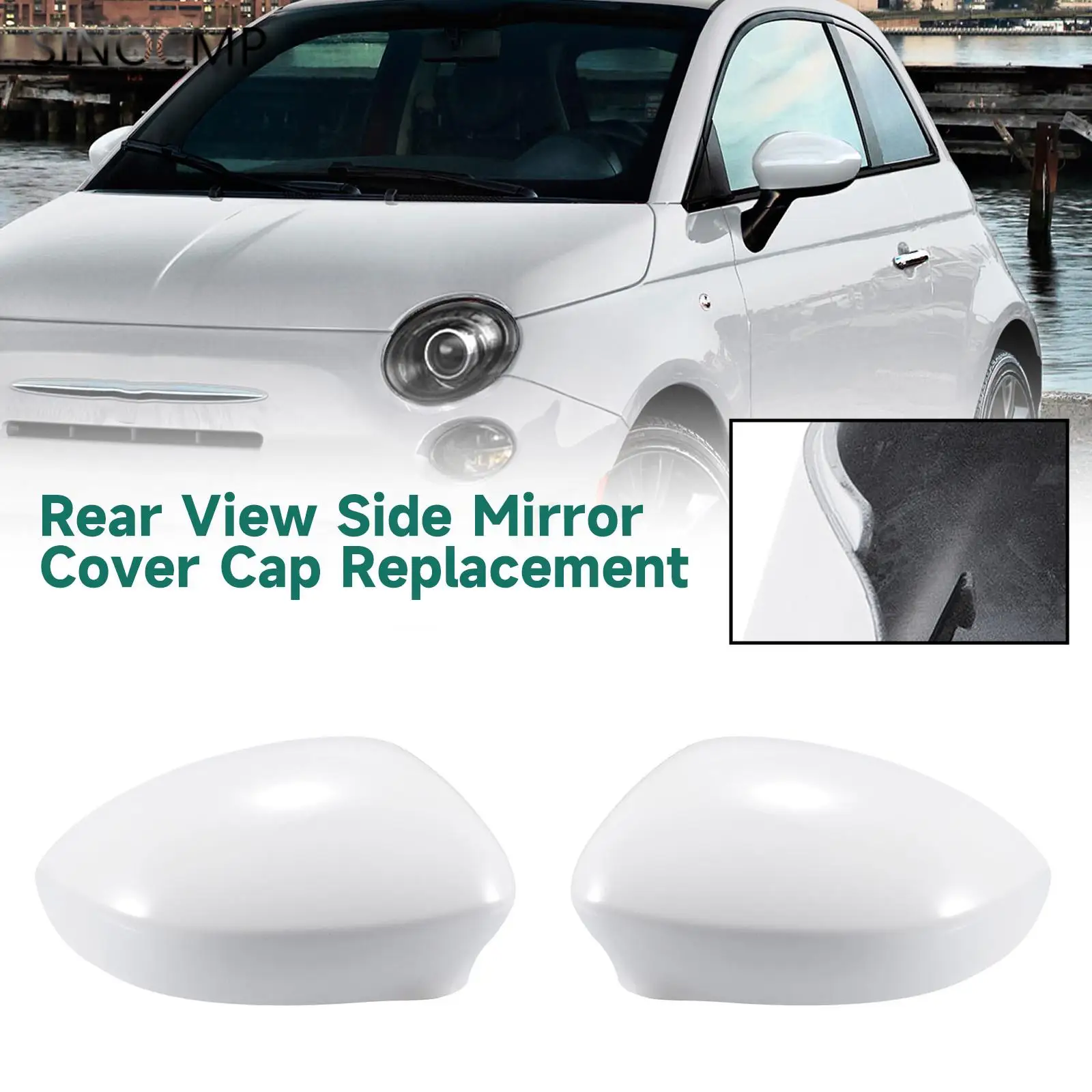 

2PCS Car Side Mirror Cover Rearview Caps For Fait 500 500C Abarth 2007-2023 Replacement Rear View Mirror Cap Cover Car Parts