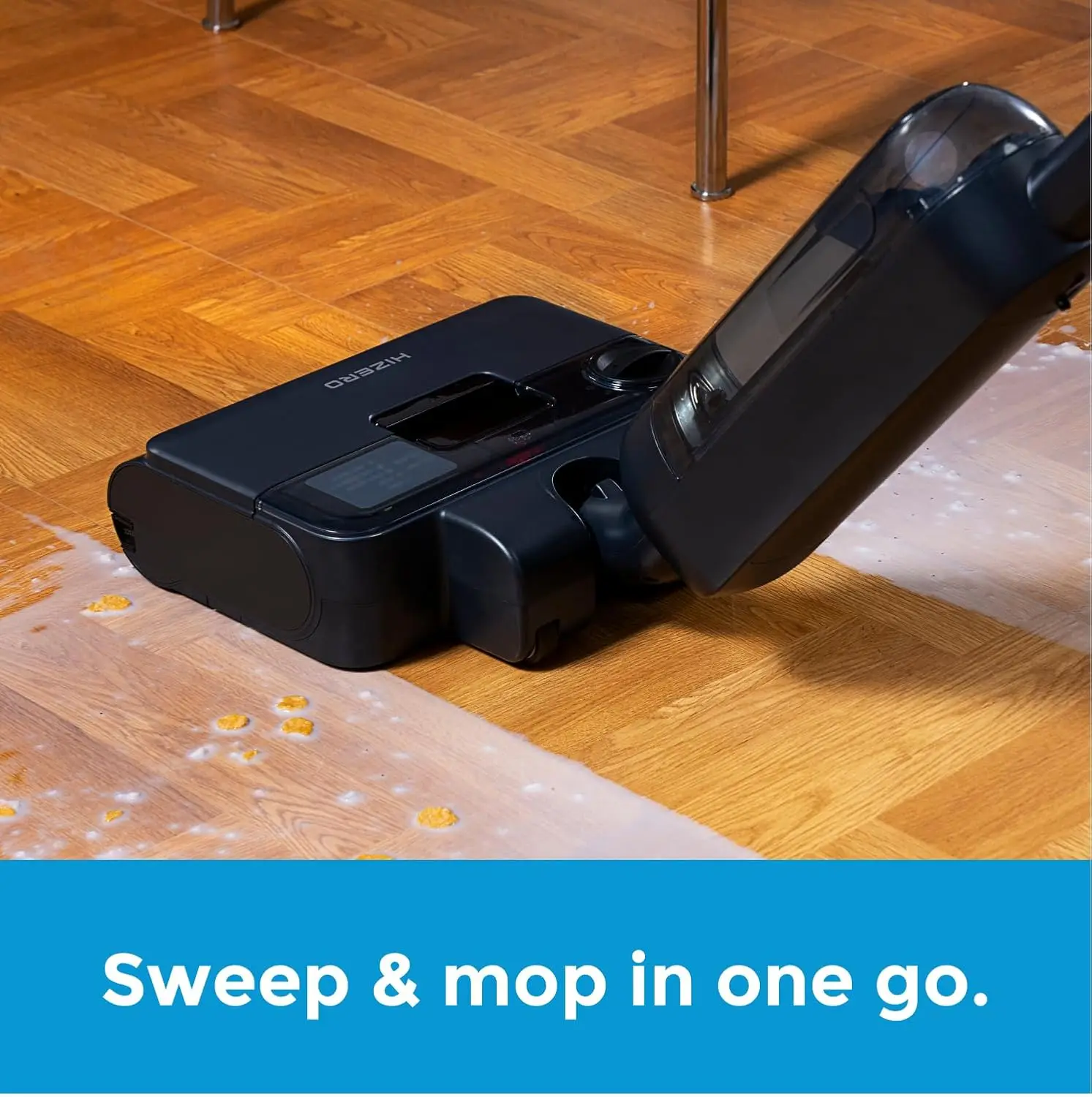 Cordless Hard Floor Cleaner, Upright Wet/Dry Electric Mop, 80 Mins Long Runtime, Lightweight & Quiet, No Suction, Black