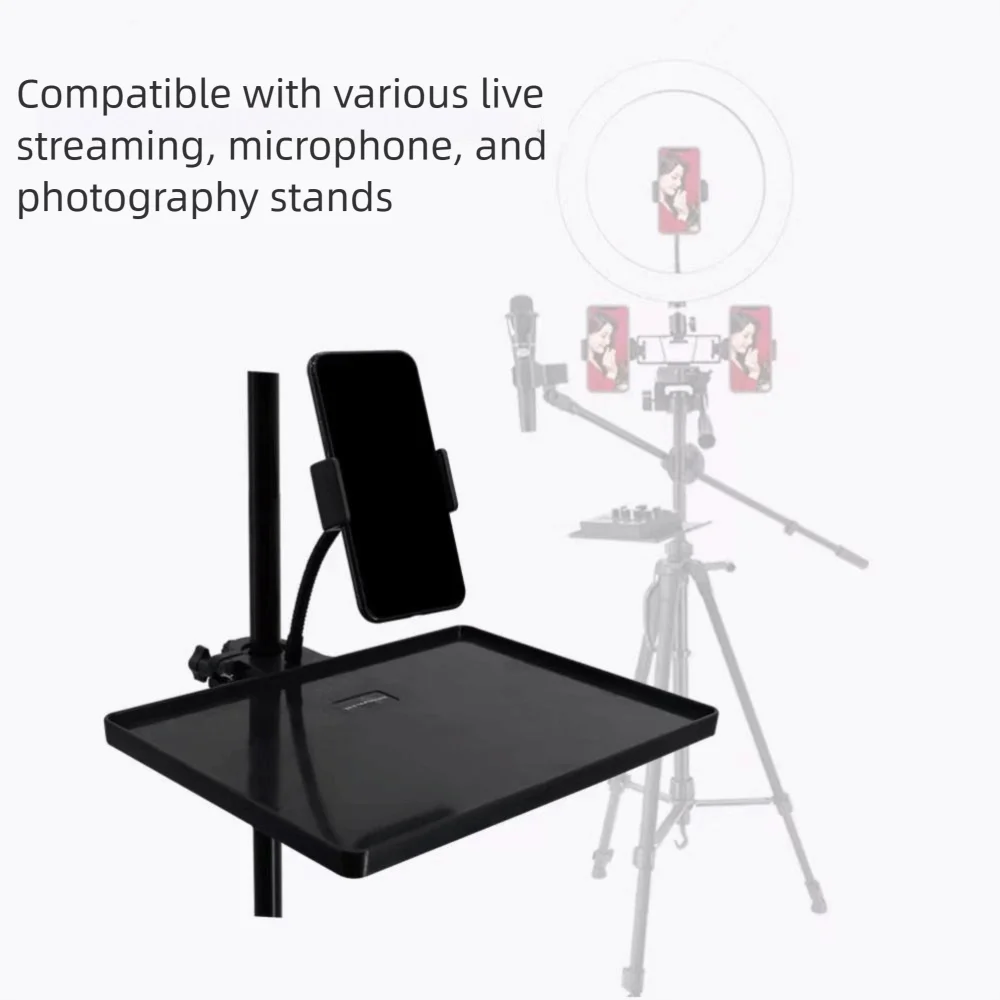 

Replacement Plastic Microphone Stand Tray Black Adjustable Clamp Phone Holder Sound Card Tray Live Streaming