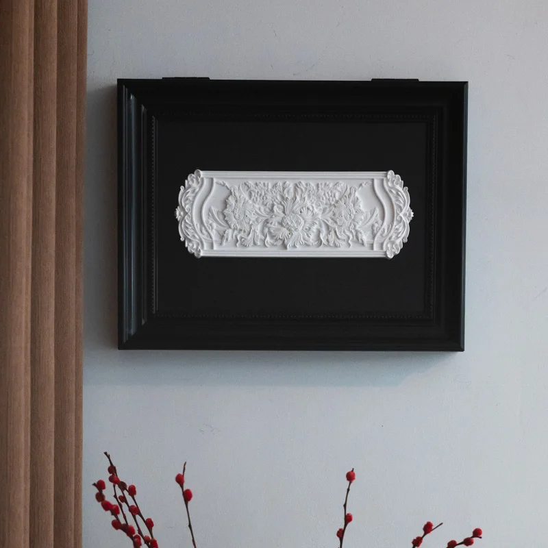 Retro Style Gypsum Relief Fuse Box Cover - Circuit Breaker Decorative Painting Frame for Wall Mounted Electric Meter Concealment