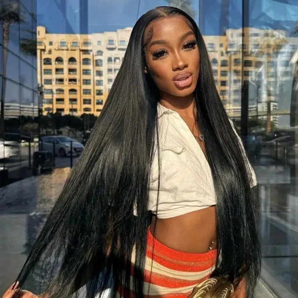 شعر مستعار بشري برازيلي للنساء ، دانتيل أمامي شفاف ، عظمي مستقيم ، انتزع مسبقًا ، كثافة ، 30 "، 40" ، 13x6