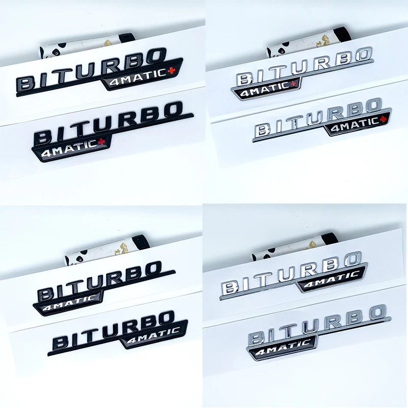 Biturbo-emblema para guardabarros de coche, 2 piezas, 4matic, insignia, pegatina para C43, E43, GLE43, GLC43, accesorios