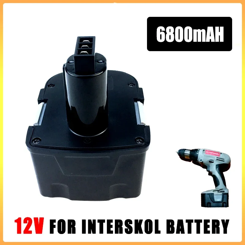 

For Interskol 12V 6800mAh Ni-CD Rechargeable Replacement Power Tool Battery H12 DA-18ER WU-18ER SD-18ER Cordless Drill Battery