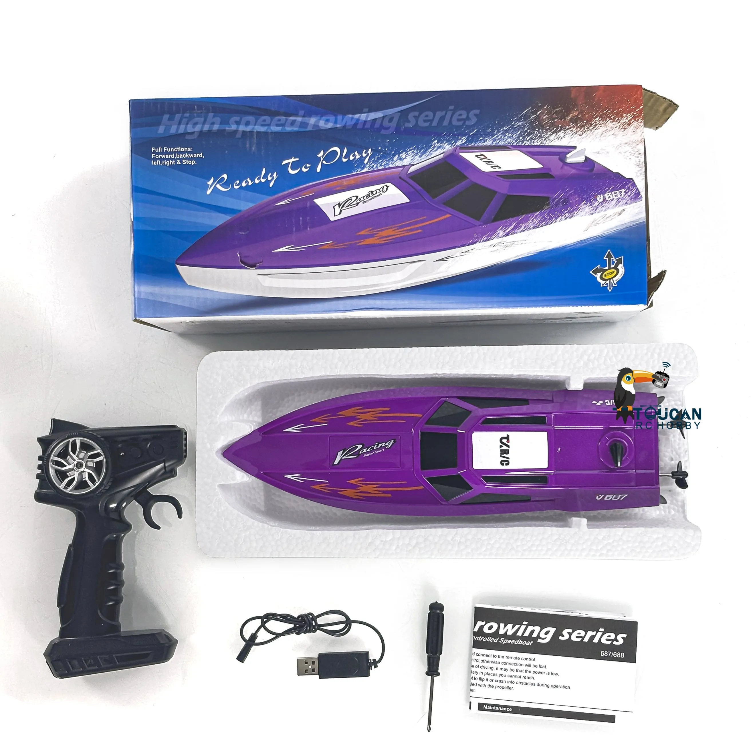 RC RTR Boat Electric Racing Ship High Speed Boat 2.4Ghz Radio control Ship model Toy for Kids Adults Outdoor Gift