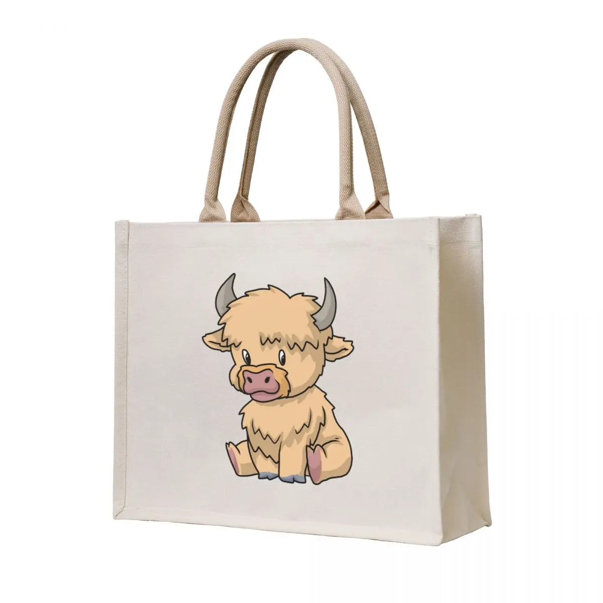 

Scottish Highland Cow Messy Hair Cute Cow Tote Bag cloth bag woman shopper bags for women canvas tote Lady bag