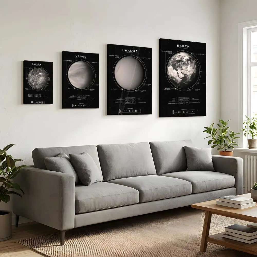 Sci-Fi Space Interstellar Framed Wall Painting HD Canvas Wall Art | Optional Framed/Unframed | Modern Entryway Home Decor