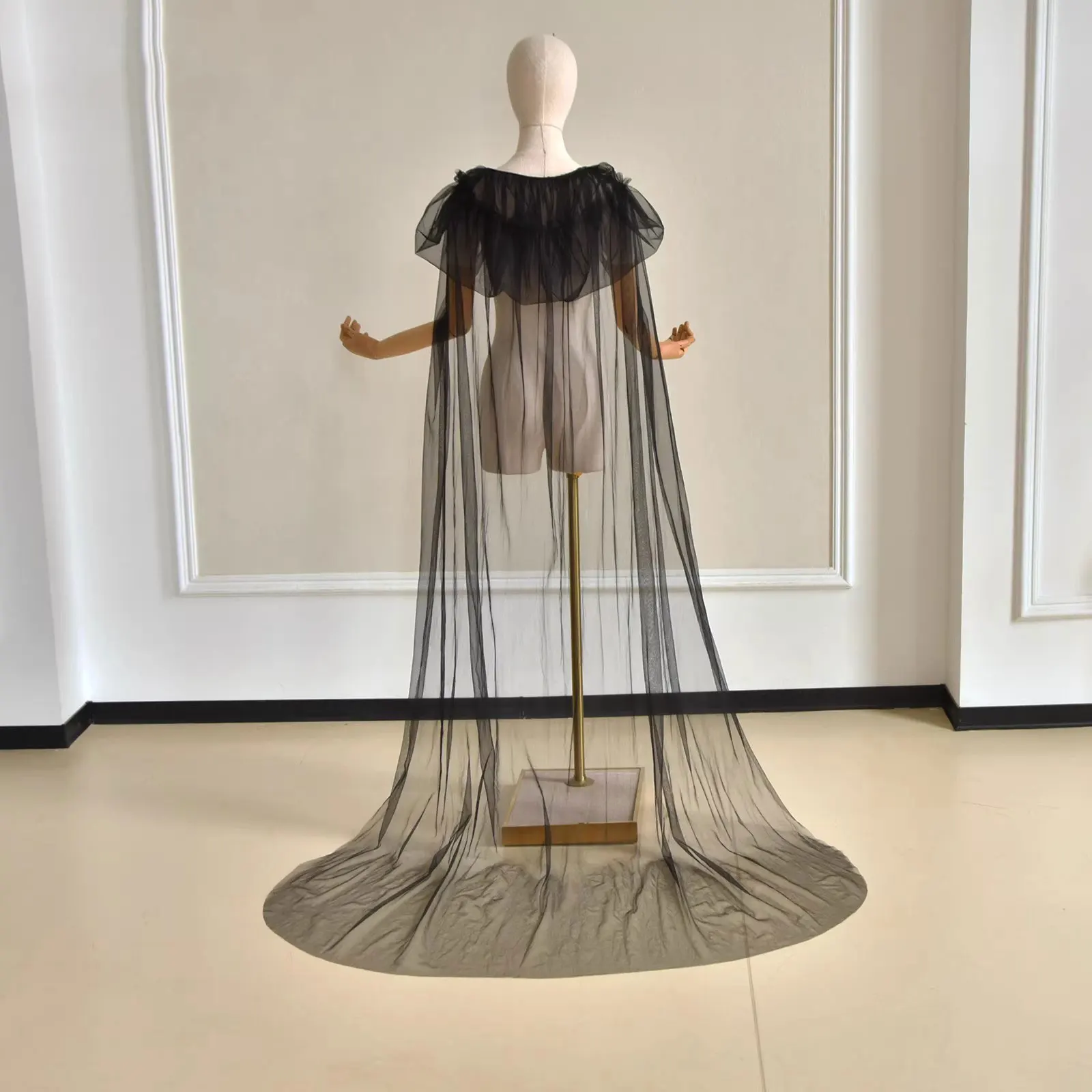 

Mingli Tengda, черная длинная тюлевая накидка, шаль, вуаль, плиссированные и закрученные края, легкий и дышащий женский стиль ведьмы на Хэллоуин