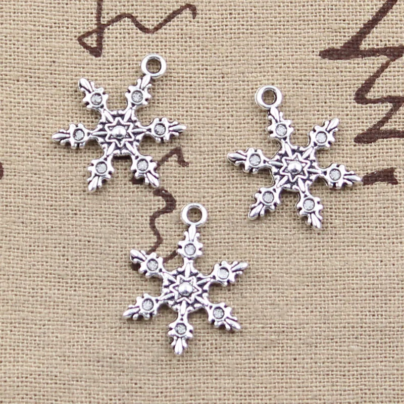 30 stücke Charms Schnee Schneeflocke 23x17mm Antike Bronze Silber Farbe Anhänger, Die DIY Handgemachten Tibetischen Bronze Silber farbe Schmuck