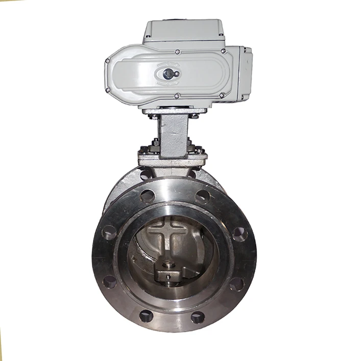 DN150 6 بوصة ارتفاع ضغط PN40 الفولاذ المقاوم للصدأ صمام فراشة كهربائي تشغيل/إيقاف نوع الكرة الخامس نوع شفة مزدوجة الصلب الختم