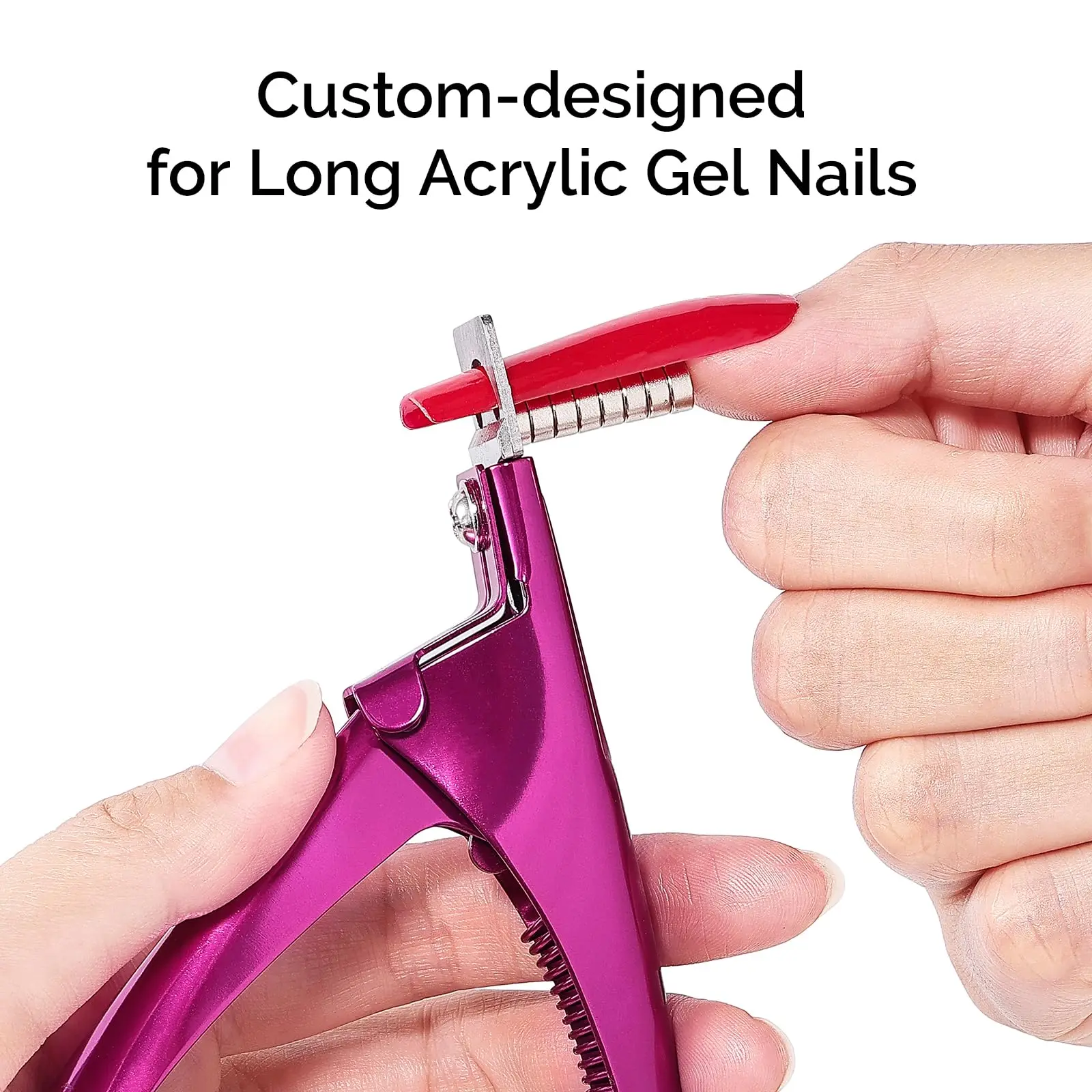 Acrylic Nail Clippers with 15Pcs Magnets Professional Nail Clippers Cutters for Long Acrylic Gel Nails Tips Adjustable Stainless