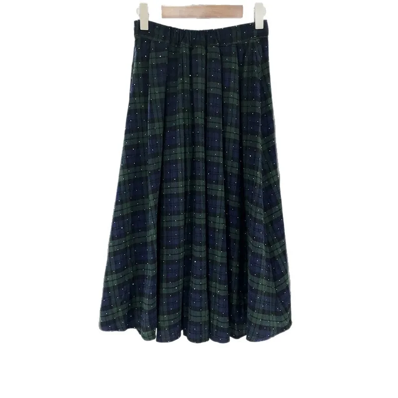 【هدية مجانية】مجموعة تنورة متوسطة الطول منقوشة بألوان من حجر الراين لخريف وشتاء 2025 للنساء #5