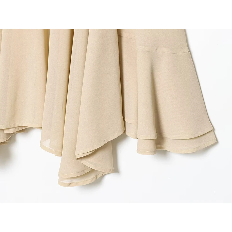 YENKYE Nowa Modna Bluzka z Wysokim Kołnierzem i Asymetrycznym Dołem dla Eleganckich Kobiet, Luźna Bluzka z Szyfonu