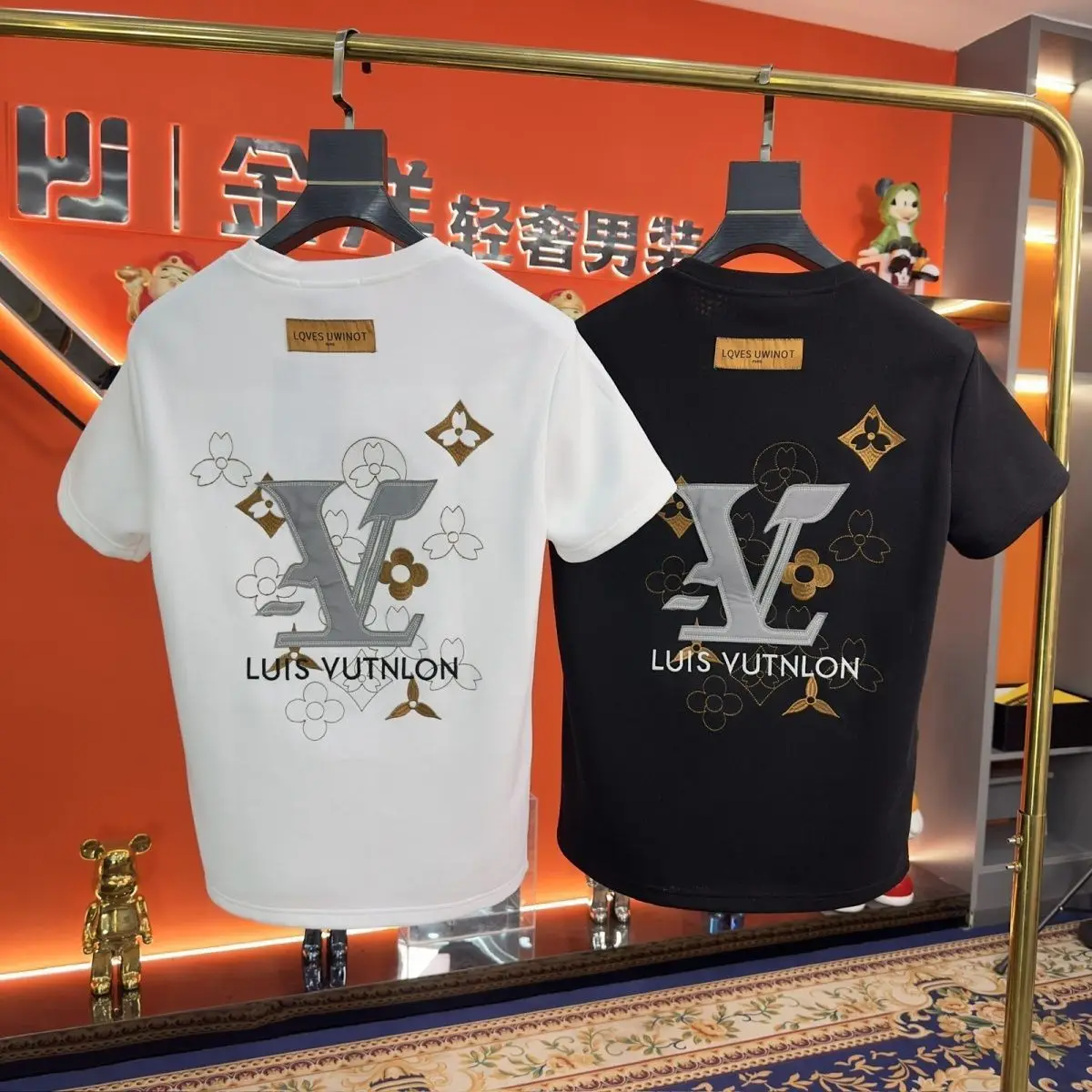 2026 Summer New Trendy Light Luxury Slim Fit Men's T-Shirt, Alphabet Print Pure Cotton & Quick-Dry Crew Neck Short Sleeve Tee