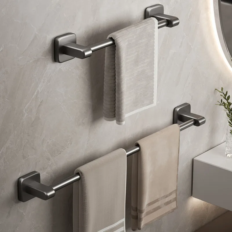 Bathroom Towel Holder White Without Drilling Bathroom Black Towel Rack Towel Bar Self-Adhesive Bathroom Towel Rack Towel Rail