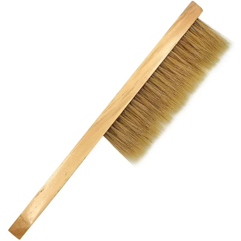 Wood Honey Brush Beekeep Tools Wasp Bee Sweep Two Rows of Horse Tail Hair Bee Brush Beekeeping Equipment