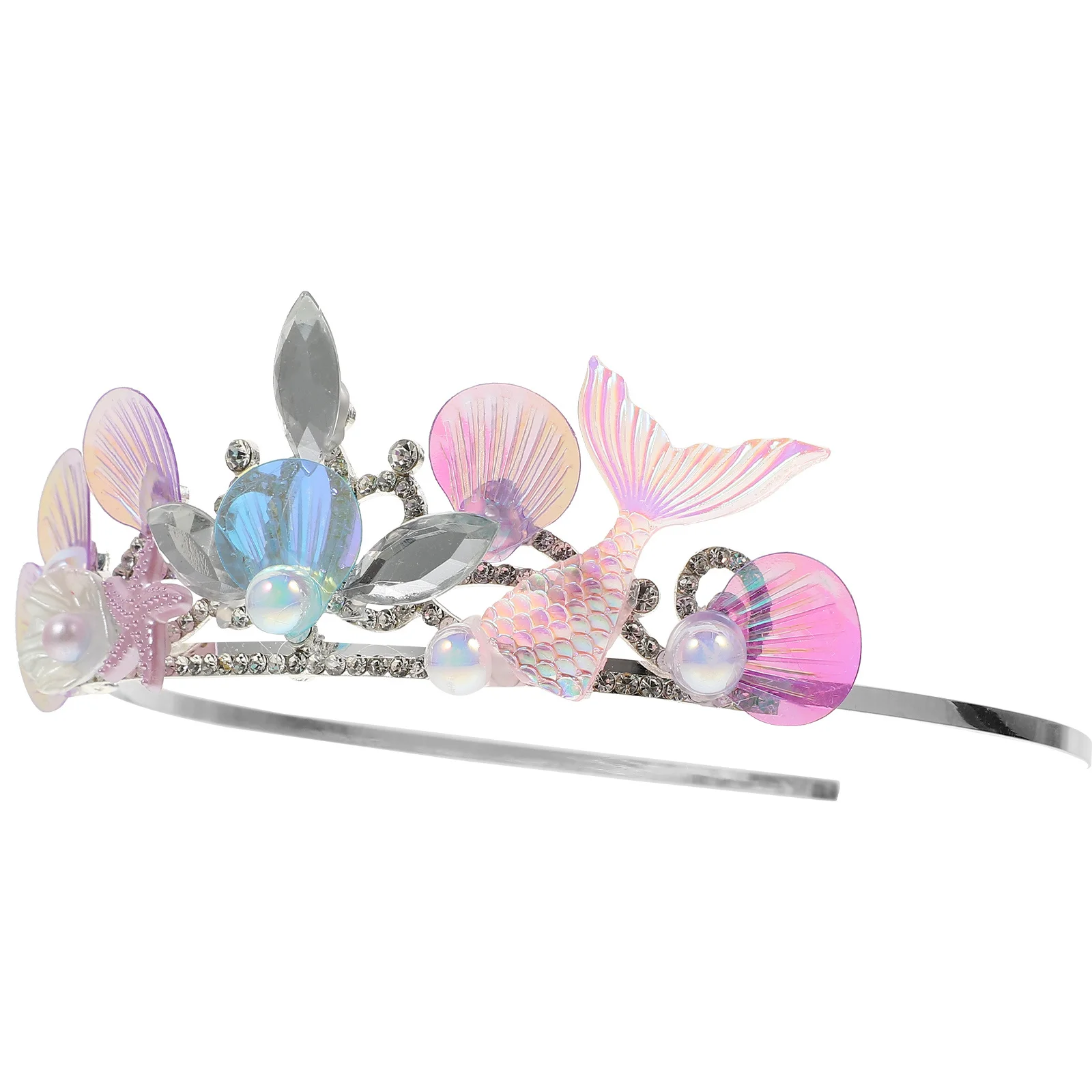 

Mermaid Crown Headband Rhinestone Tiara Metal Hair Accessory Party Headdress Cute Hair Decor Birthday Holiday Headband