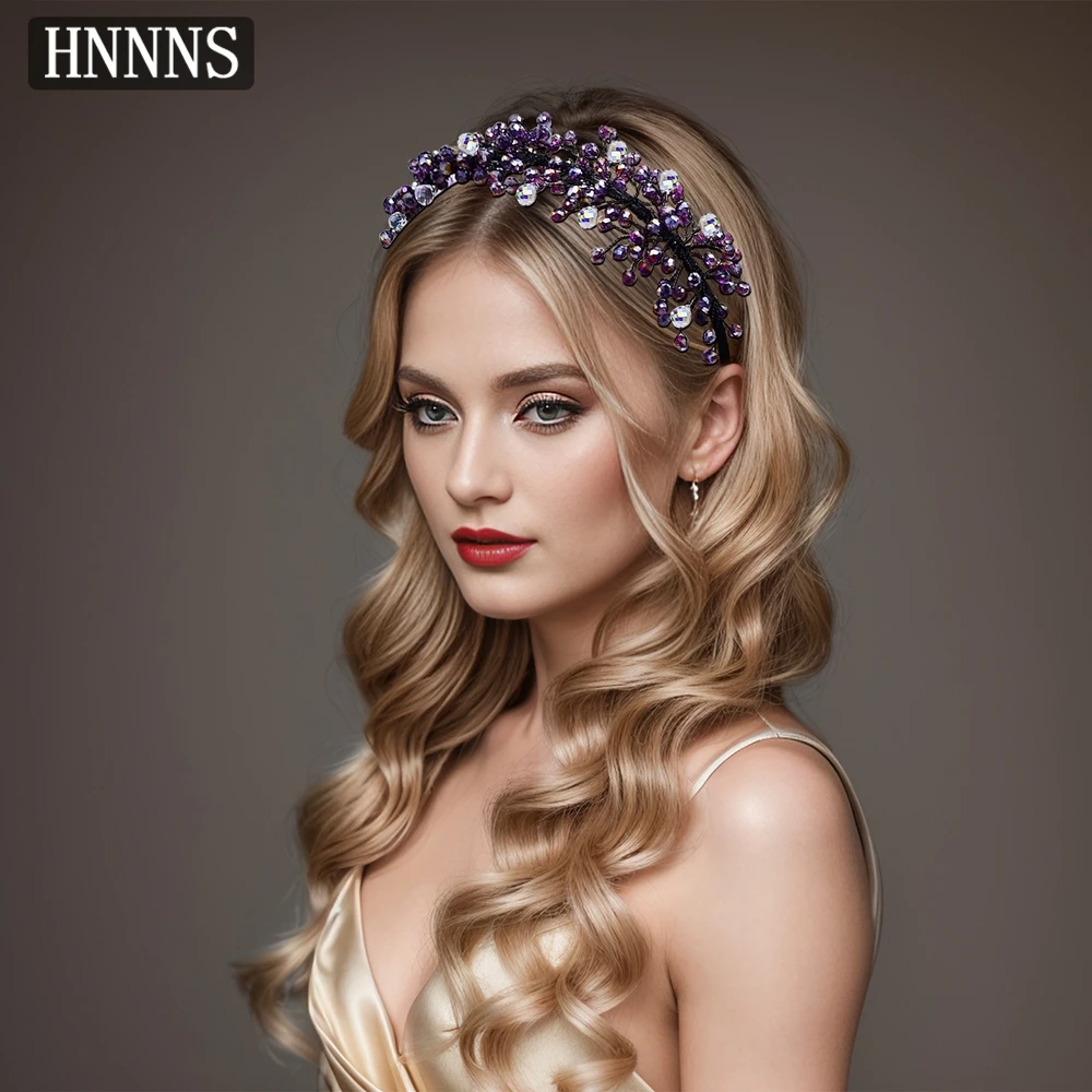 TOPQUEEN Bridal Elegant Colorful Diamond Weddings Headband Handmade Women's Fashion Banquet Party Christmas Ball Headwear YXA51