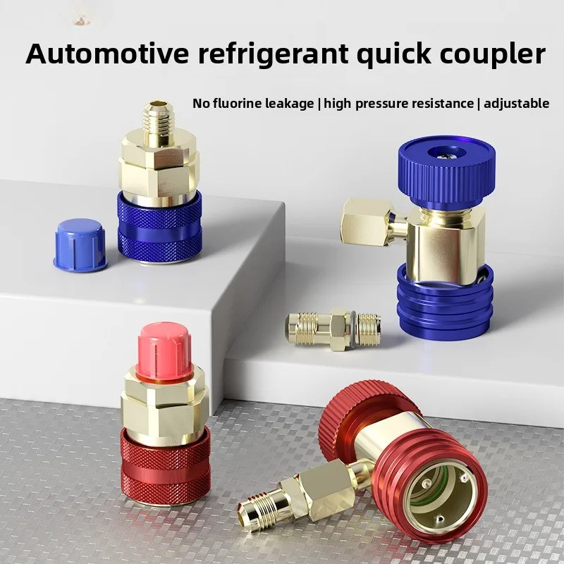 Aluminum R134a Car AC Refrigerant Charge Adapter Adjustable Low High Pressure Quick Connector Tool