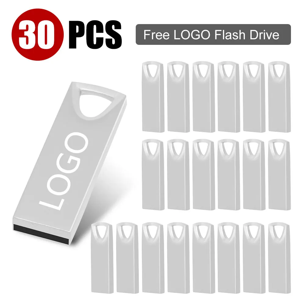 30pcs/lot Custom Logo Metal Pen Drive 128GB Usb Memory Stick 32GB Pendrive 64GB 16GB Usb Flash Pen 8GB Usb Flash Drive for Gift