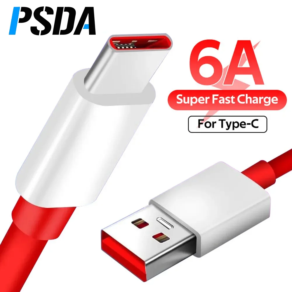 

PSDA 6A Fast Charge Cable Warp Charge Type-C usb Dash for One Plus Nord 8 7 Pro 7t 7 T 6t Huawei xiaomi samsung Oppo Vivo phone