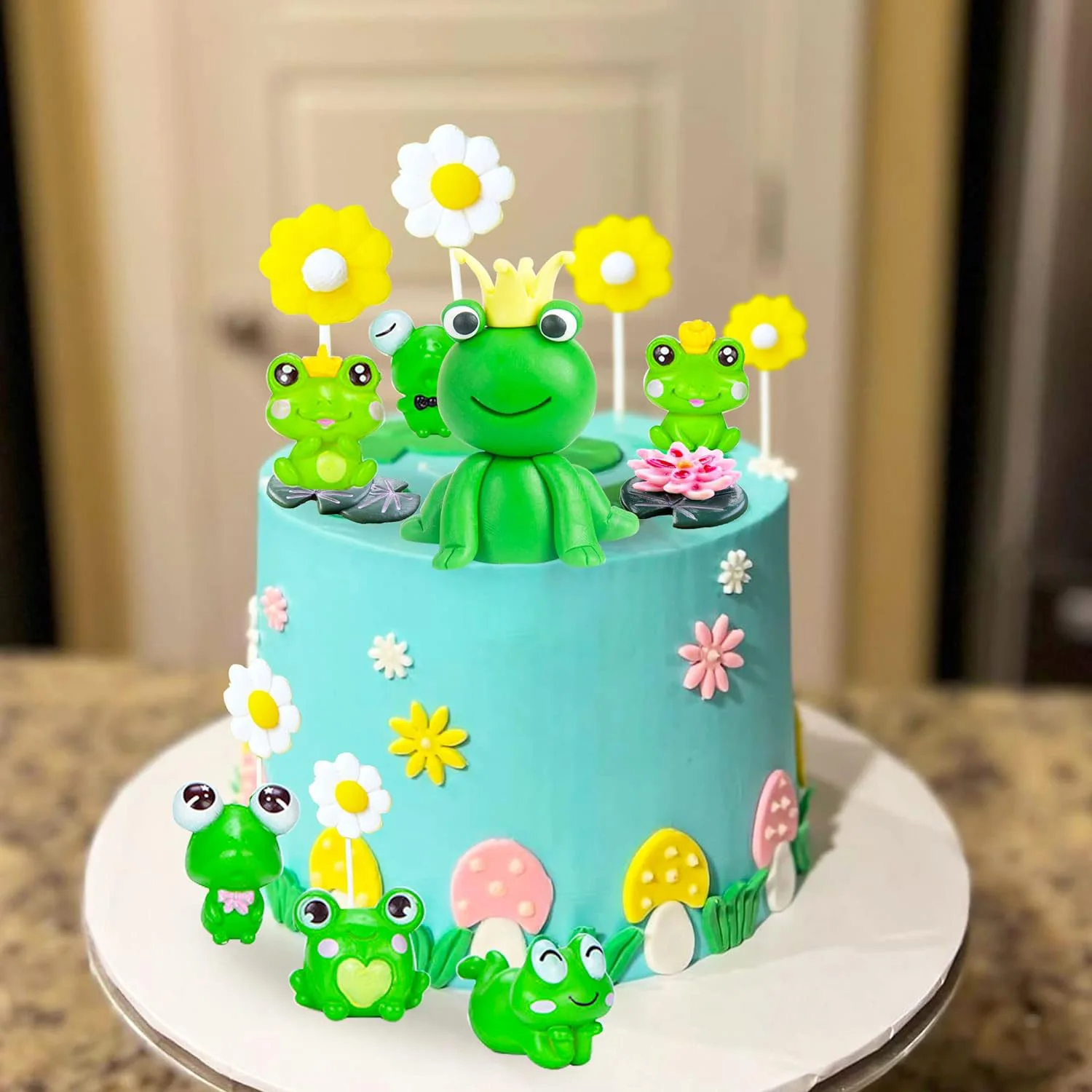 Frog Princess Cake Decoration Frog Cake Topper Garden Cake Decoration Daisy Cake Decoration Garden Party Decoration