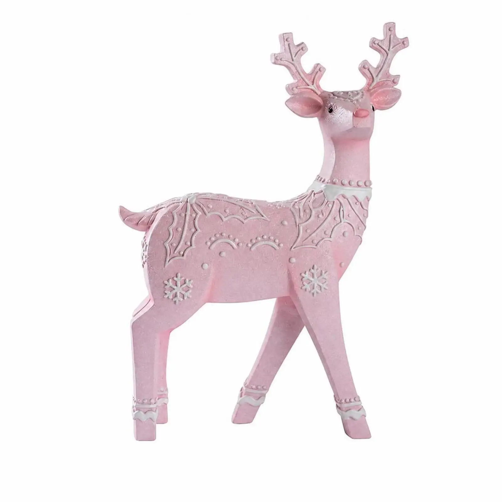 Resin Reindeer Sculpture Christmas Figurine Decor for Mantel Shelf Countertop Holiday Seasonal Winter Wonderland Decoration Gift