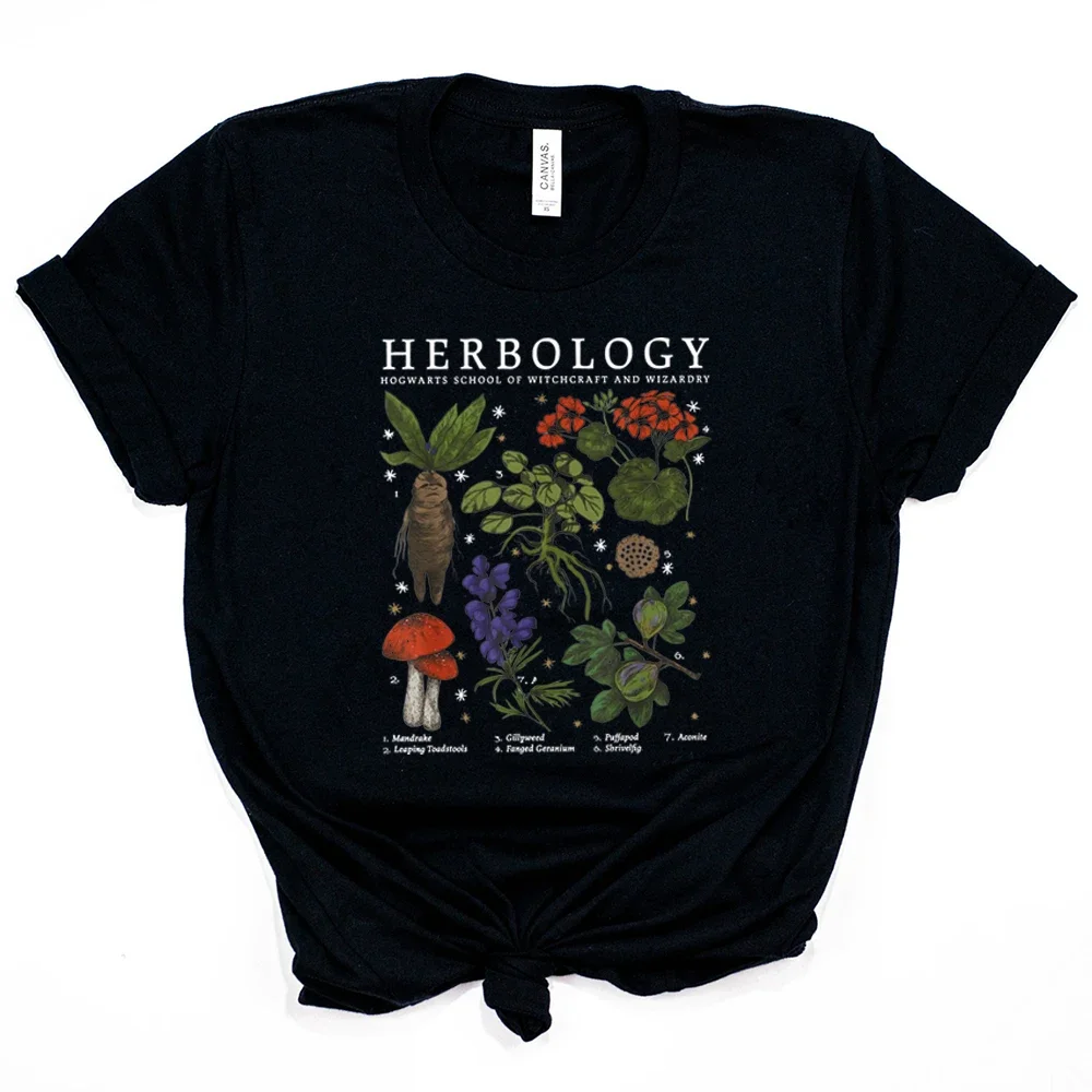 Herbology Plants T Shirt Magic Wizard Witchcraft School Shirt Unisex Short Sleeve Tees Plants Botanical Herbology Tee Wizard Top