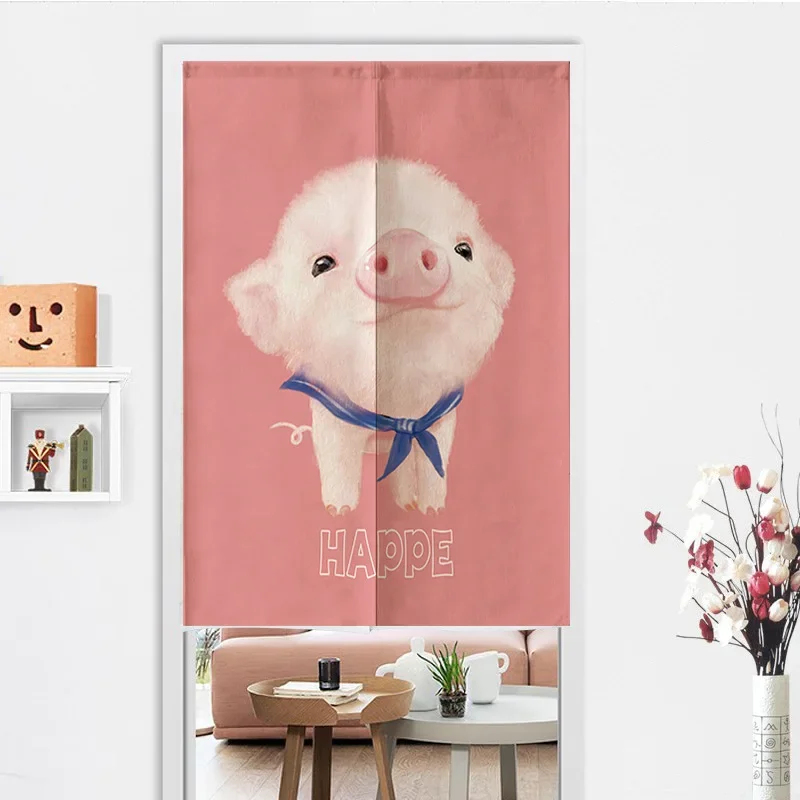 Cartoon Animal Unicorn Door Curtain for Children's Room Half-Curtains Bedroom Sanitary Interval Curtain Floral Doorway Curtains