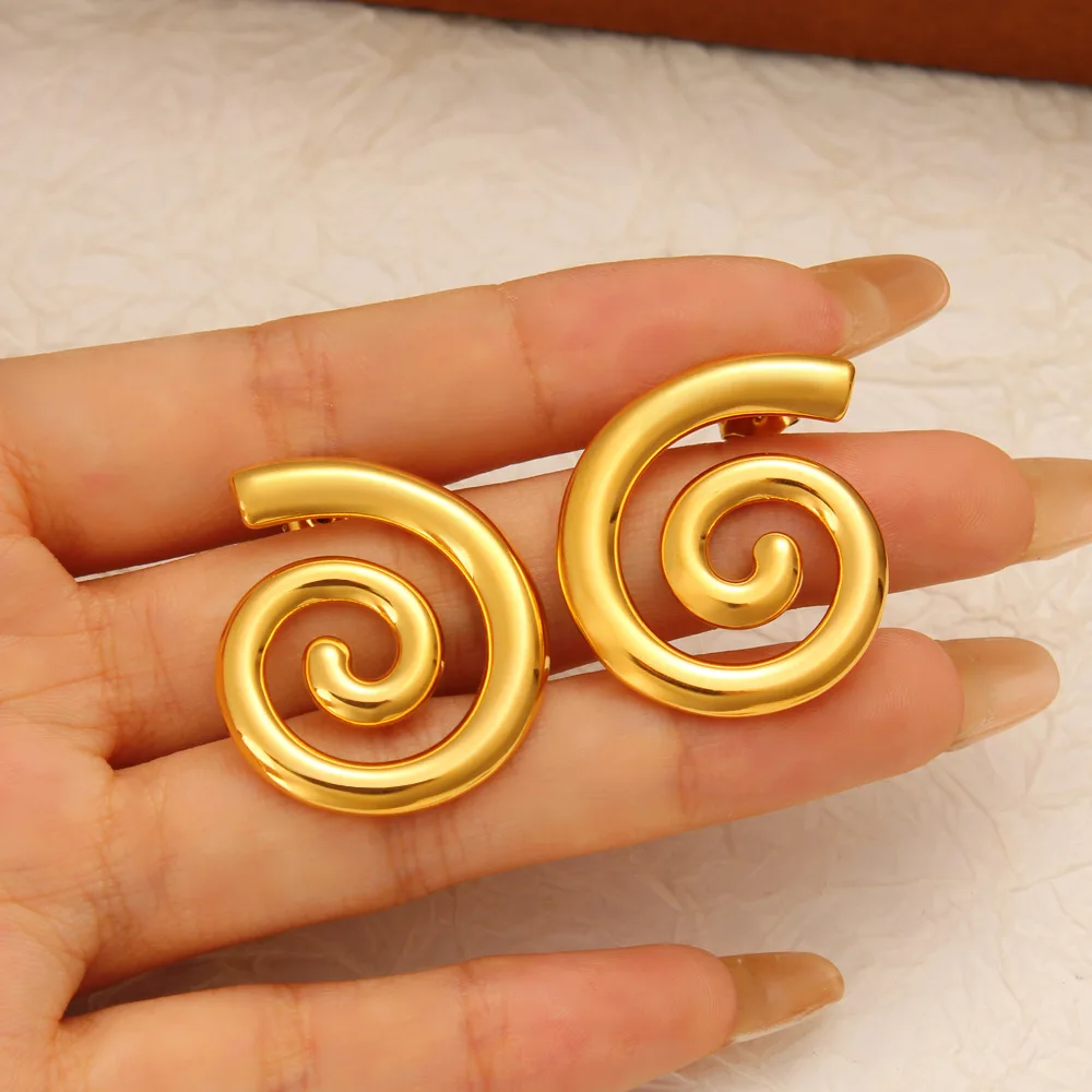 DIY accessories European and American design high-end new geometric earrings 18K gold stainless steel threaded earrings fashiona