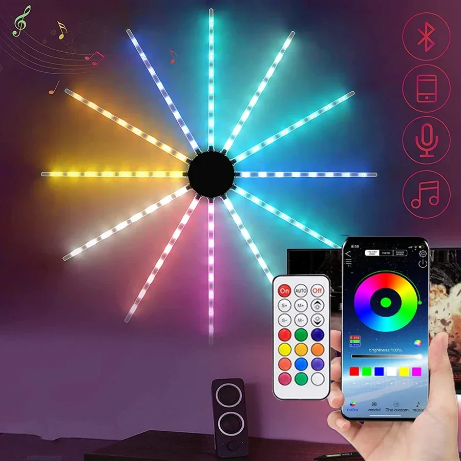 Bluetooth App Fireworks String Light Smart Dreamcolor Firework Light Outdoor Hanging Starburst Light for Wedding Party Decor