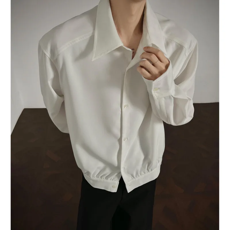 

White Long Sleeved Shirt Men Fashion Society Mens Black Dress Shirt Korean Loose Casual Shirt Mens Office Formal Shirts M-3XL