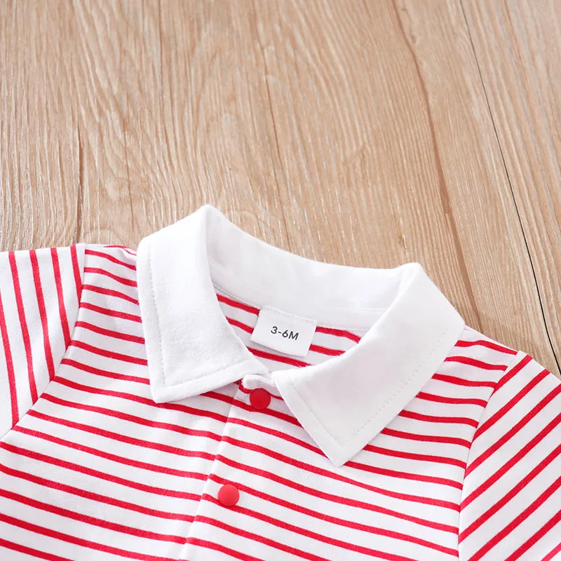 Newborn Clothes Striped Whale Print Casual And Comfortable Soft Boys And Girls 0-18 Summer Short Sleeved Baby Jumpsuit