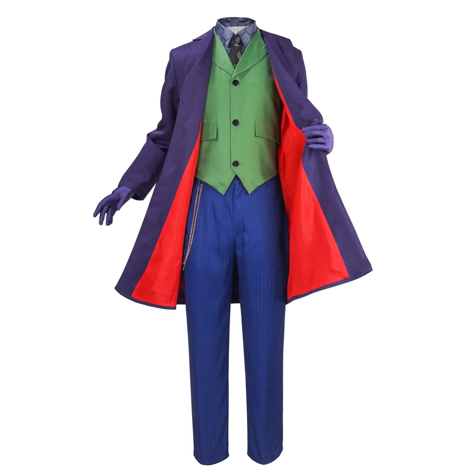 Joker Clown Cosplay Costume Top Vest Shirt Pants Purple Suit Set Horror Halloween Masquerade Carnival Party Outfits for Men