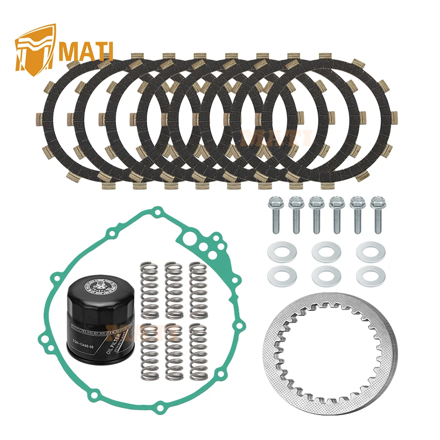 MATI Heavy Duty Clutch Friction Plates Kit w/Gasket For Yamaha YZF-R6 YZF-R6S FZS6 FZ6 2003-2009 4FN-16321-00-00 5SL-16321-00-00