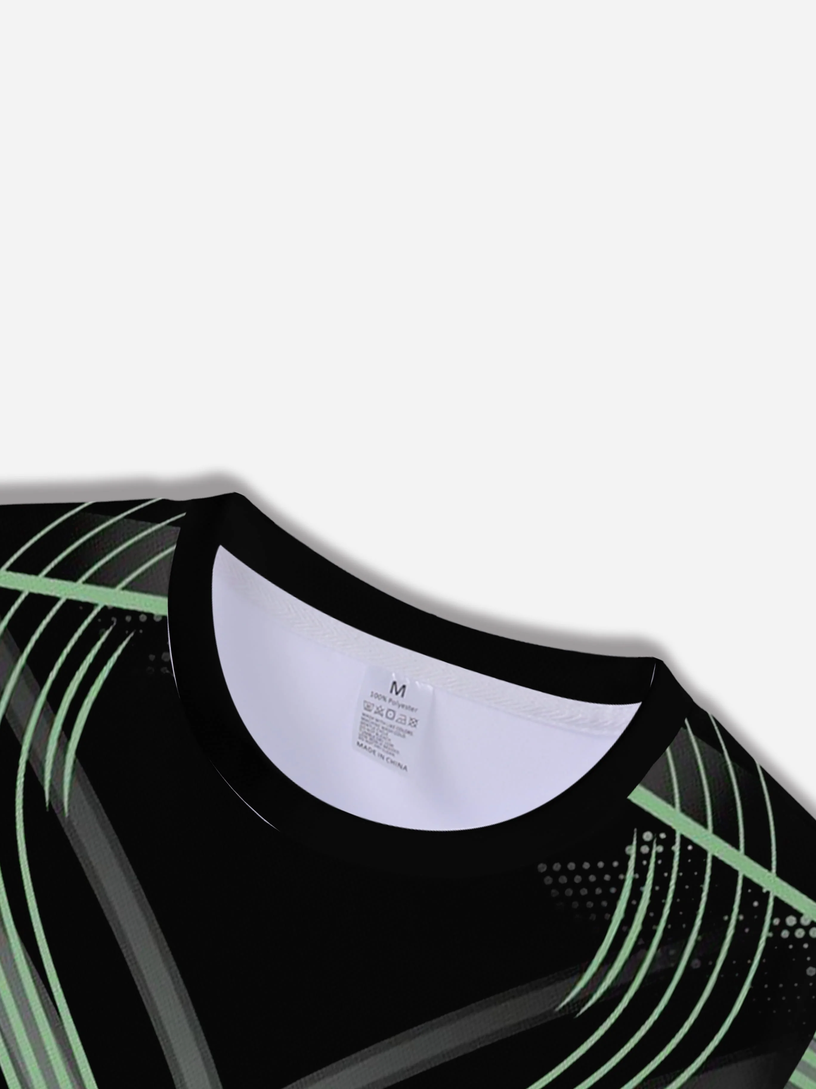 Men Quick Dry High Elastic Sport T Shirt V-shaped Line Gradient Print Breathable Training Top